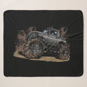 Big Monster truck Off Road Adventure Mud Bogging Sherpa Blanket