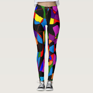 BIG MOSAIC MIXED COLORED PATTERNS LEGGINGS