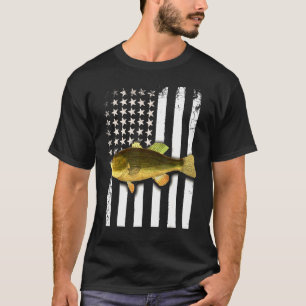 Big Mouth Bass American Flag USA Large Mouth Bass T-Shirt