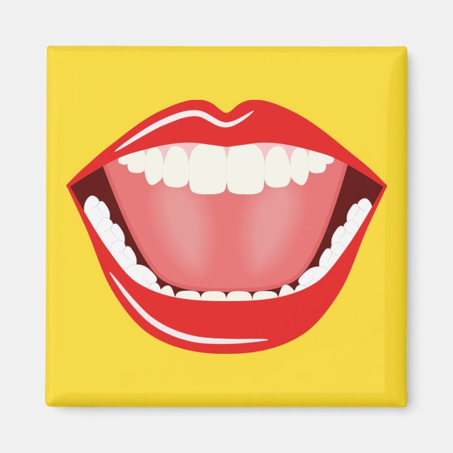 Big Mouth Cool Humour Funny Square Magnet (Front)