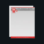 Big Mouth Dentist Professional Dental Letterhead<br><div class="desc">Big Mouth © Sunny Mars Designs. This high quality customizable dental letterhead design features a happy laughing big red open wide grinning mouth with a winning bright smile, luscious red lips and perfect clean straight pearly white teeth. This letterhead is perfect for dentists, orthodontists, hygienists, cosmetic dental surgeons and nurses...</div>