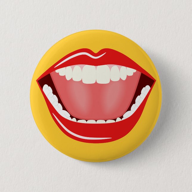 Big Mouth Humor Laughing Funny Round Buttons (Front)