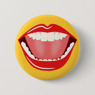 Big Mouth Humor Laughing Funny Round Buttons