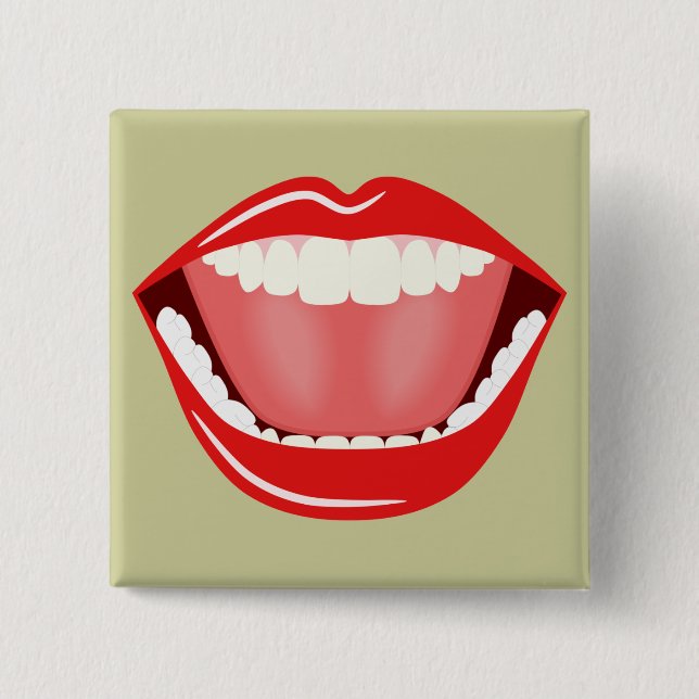 Big Mouth Humour Laughing Funny Square Buttons (Front)