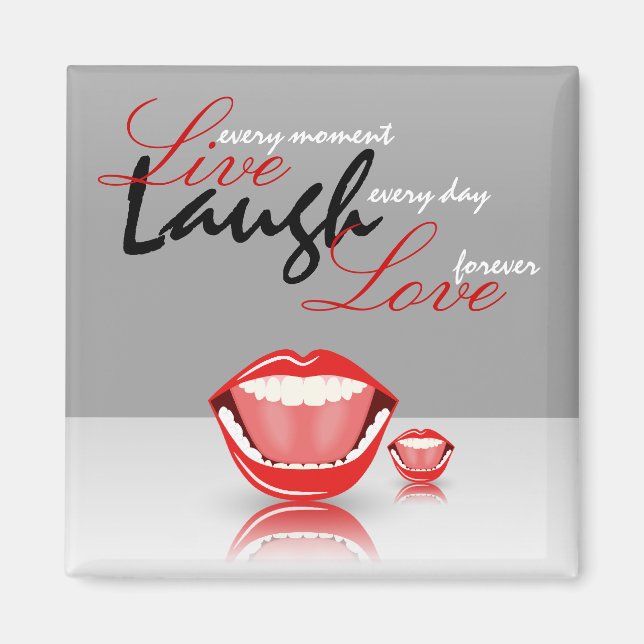 Big Mouth Live Laugh Carré Fridge Magnets (Devant)