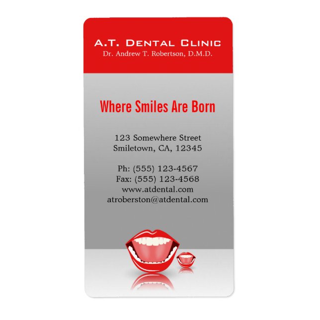 Big Mouth Professional Dental Return Address Label (Front)