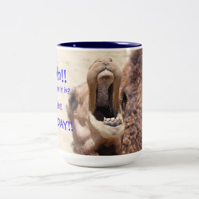 Big Mouthed Camel, Hump Day Blue Mug (Center)