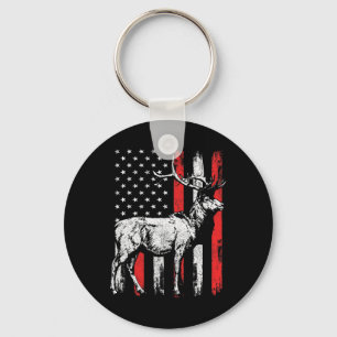 Big Mule Deer Hunter American Flag Shirts Keychain