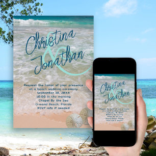 Big Names Casual Wedding Turquoise Sea Invitation