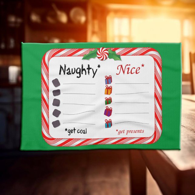 Big Naughty or Nice  Kitchen Towel (Get your kitchen ready for the holidays with our Peppermint Candy Kitchen Towel!)