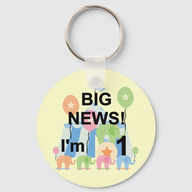 Big News Circus 1st Birthday T-shirts and Gifts Keychain (Front)