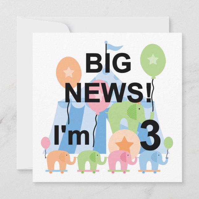 Big News Circus 3rd Birthday Tshirts and Gifts Card (Front)