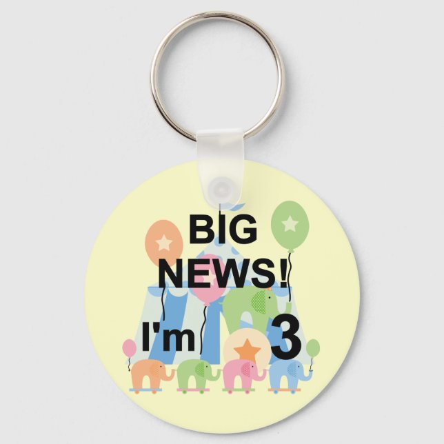 Big News Circus 3rd Birthday Tshirts and Gifts Keychain (Front)