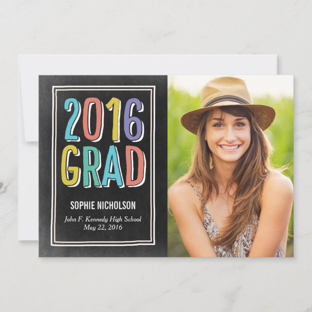 Big News Graduation Faire-part Chalk d'invitation (Devant)