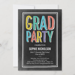 Big News Graduation Party Invitation Chalk