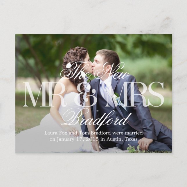 Big News Wedding Announcement - White Postcard (Front)