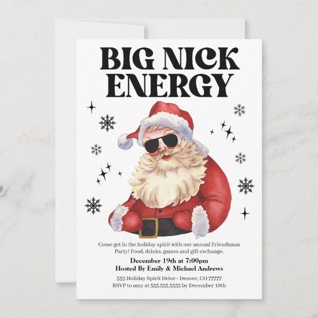 Big Nick Energy Friendsmas Christmas Party Invite (Front)
