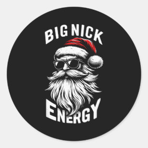 Big Nick Energy Funny Santa Christmas Classic Round Sticker