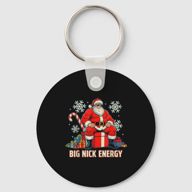 Big Nick Energy Funny Santa Christmas Vintage  Keychain (Front)