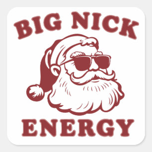 Big Nick Energy Funny Santa Christmas Vintage Square Sticker