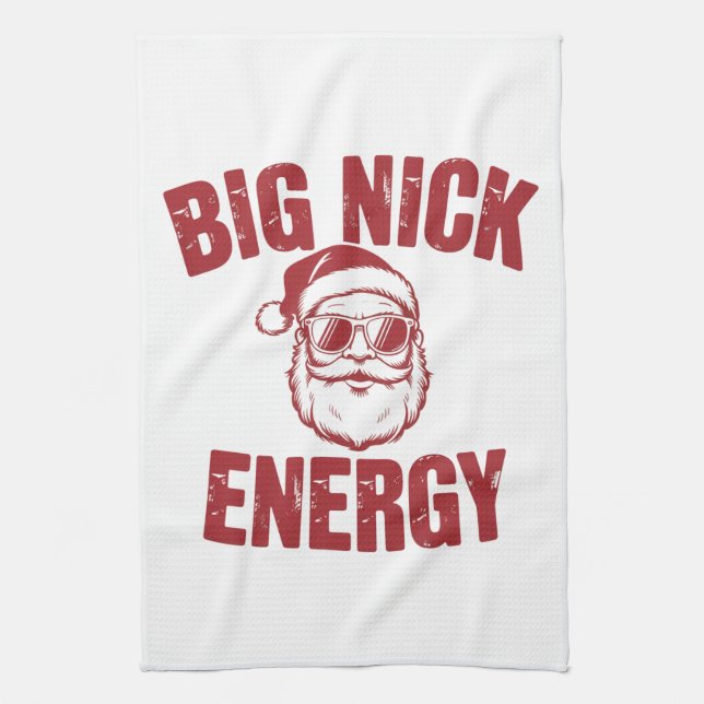 Big Nick Energy Funny Santa Rude Christmas Joke  Kitchen Towel (Vertical)