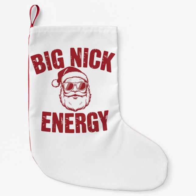Big Nick Energy Funny Santa Rude Christmas Joke  Small Christmas Stocking (Front)