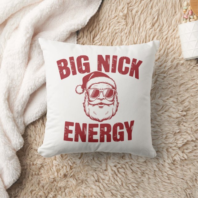 Big Nick Energy Funny Santa Rude Christmas Joke  Throw Pillow (Blanket)