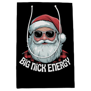 Big Nick Energy Funny Santa Sunglasses Christmas  Medium Gift Bag