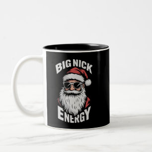 Big Nick Energy Funny Santa Sunglasses Christmas  Two-Tone Coffee Mug