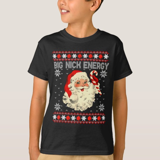 Big Nick Energy Funny Santa Ugly Christmas Sweater (Front)