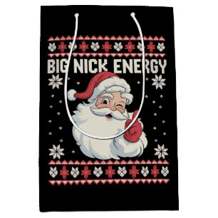 Big Nick Energy Santa Ugly Christmas Sweater Medium Gift Bag
