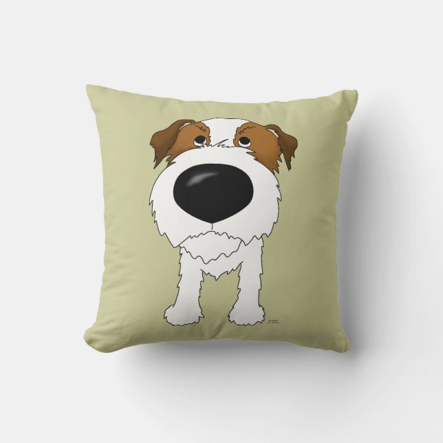 Big Nose Jack Russell Terrier (Wire) Throw Pillow (Front)
