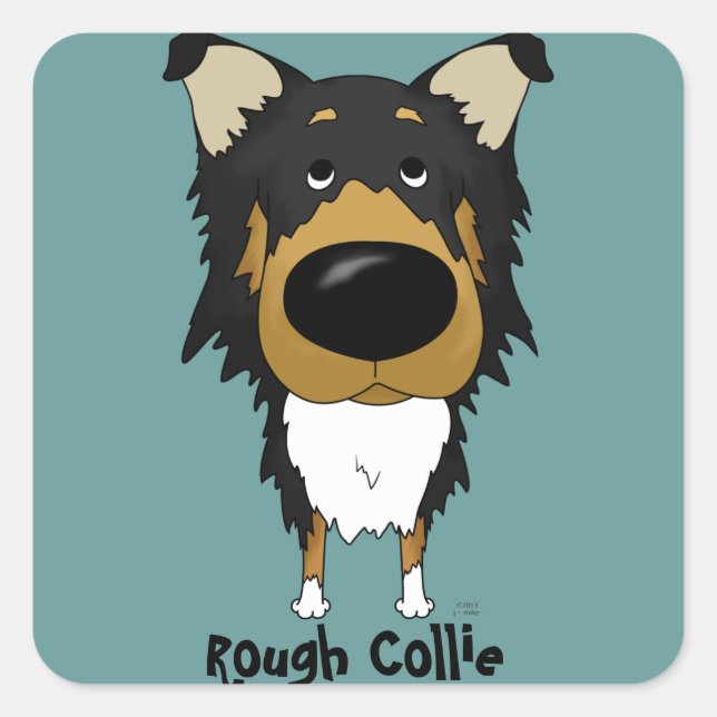 Big Nose Rough Collie Square Sticker (Front)