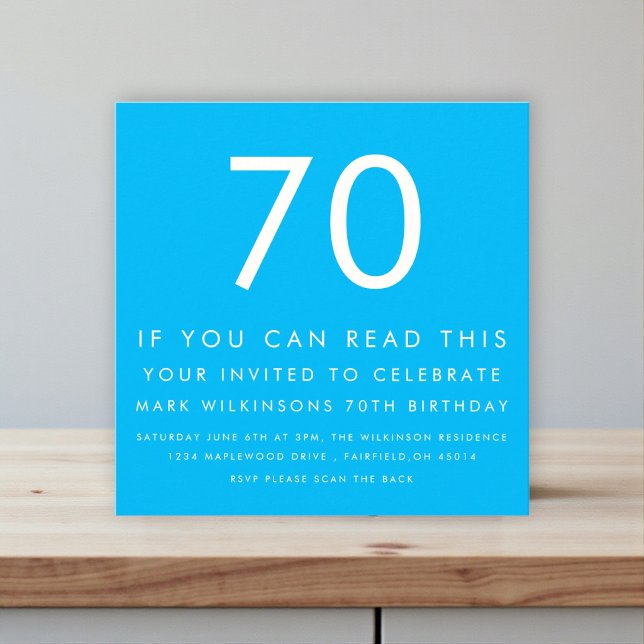 Big Number 70 Eye Test Birthday Invitation (Creator Uploaded)
