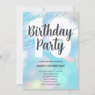 Big Number Bokeh Birthday Party Invitation