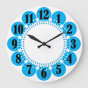 big numbers blue bubbles large clock