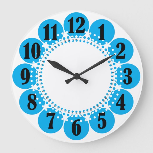 big numbers blue bubbles large clock (Front)