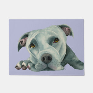 Big Ol' Head - Pit Bull Dog Watercolor Painting Doormat