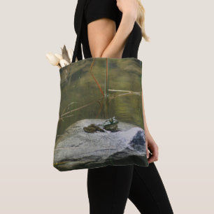 Big Old Bullfrog In Pond Nature  Tote Bag
