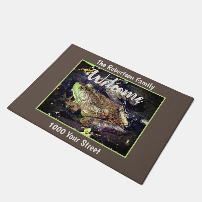 Big Old Bullfrog Nature Personalized Doormat (Angled)