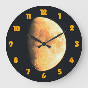 Big Old Moon Fat Orange Numbers wccn Large Clock