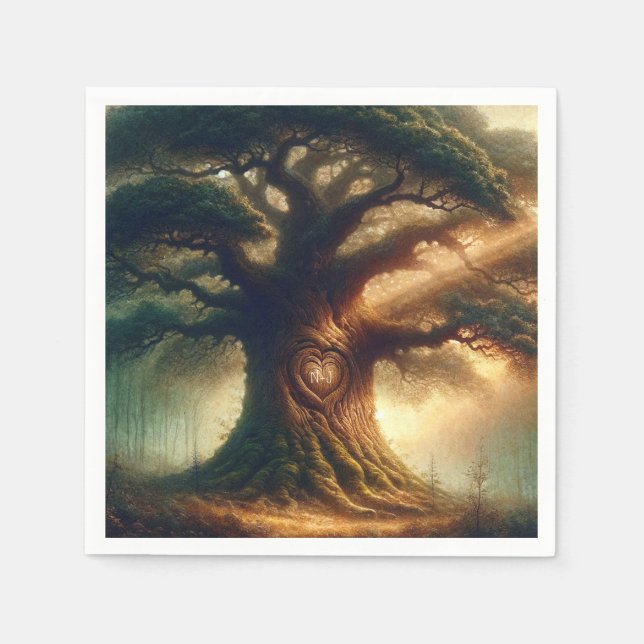 Big Old Oak Tree Enchanted Rustic Forest Wedding Napkin (Front)