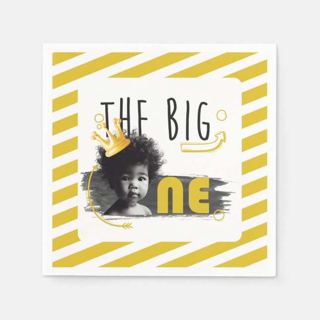 BIG ONE African American Baby Boy Napkin (Front)