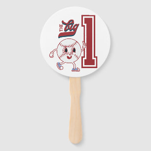Big One Baseball Rookie Of The Year First Birthday Hand Fan