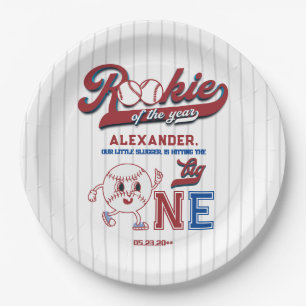 Big One Baseball Rookie Of The Year First Birthday Paper Plate