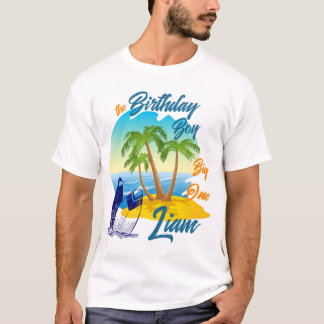 Big One Birthday Boy Beach Theme Personalized Name T-Shirt