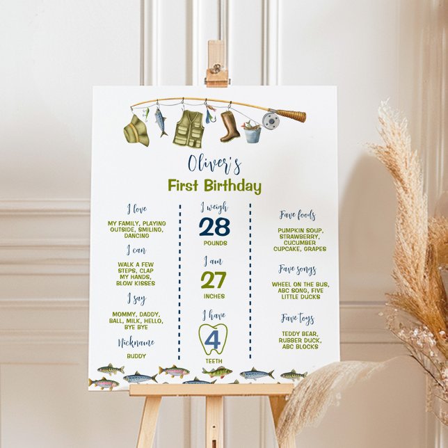 Big One Fishing 1er Birthday Milestone Poster (Créateur téléchargé)