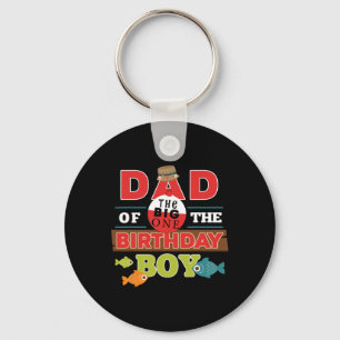 Big One Fishing Theme Dad Of The Birthday Boy Shir Keychain