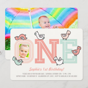 Big One Girl 1er Birthday Party Invitation