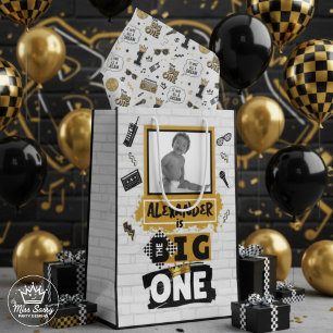 Big ONE Retro 90's Hip Hop 1st Birthday Photo Medium Gift Bag